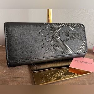 Juicy Couture Lovely Day Studded Wallet NWT | Black Liquorice Envelope Clutch